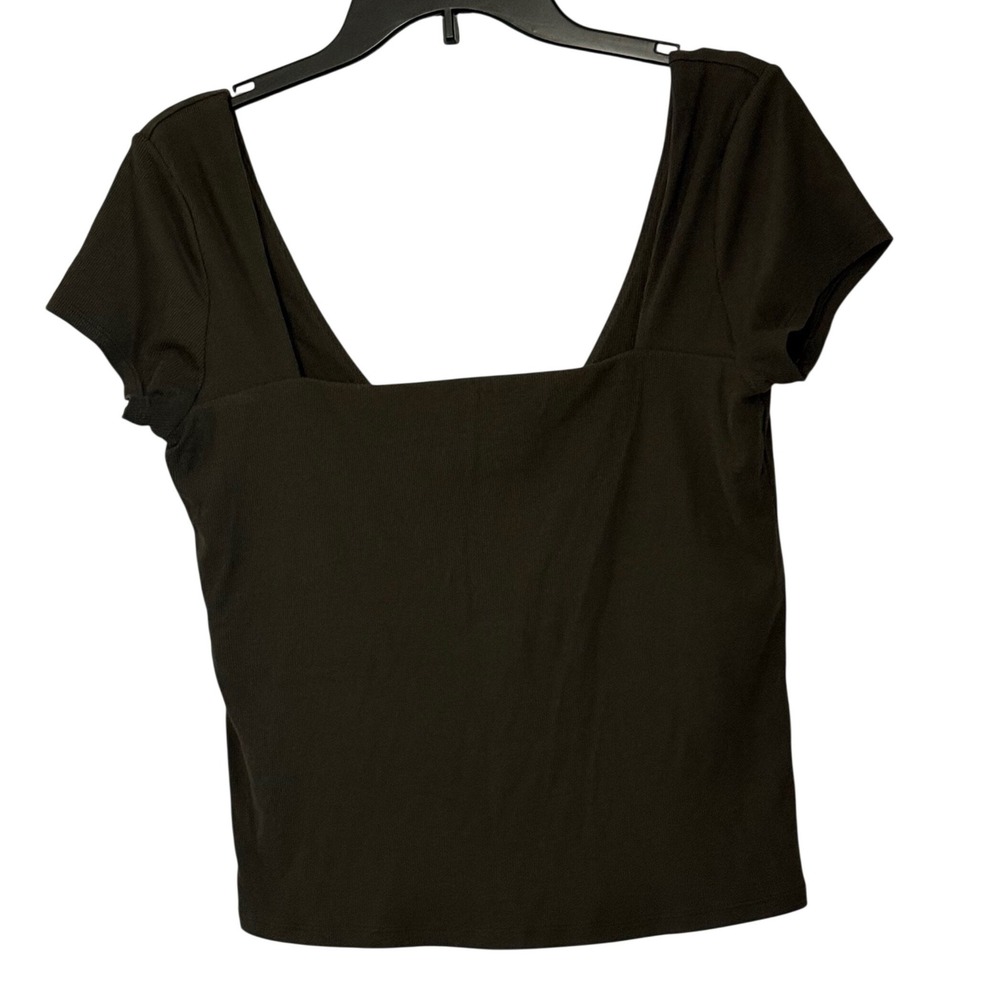 Vuori Ribbed Pose Square Neck Scoop Back Short Sleeve Top Dark Oregano - Large - Picture 1 of 5